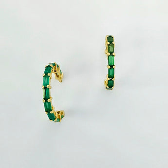 AGNES green agate hoops